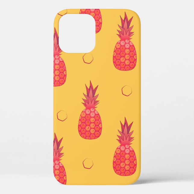 Pink pineapple on orange background. Seamless patt Case-Mate iPhone Case (Back)