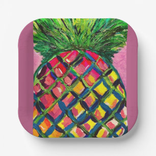 Pink Pineapple Paper Plates