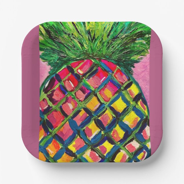 Pink Pineapple Paper Plates (Front)