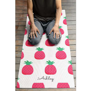 Pink Pineapple Pattern Chic  White Yoga Mat