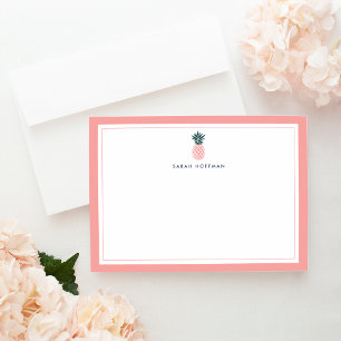 Pink Pineapple   Personalised Stationery Card