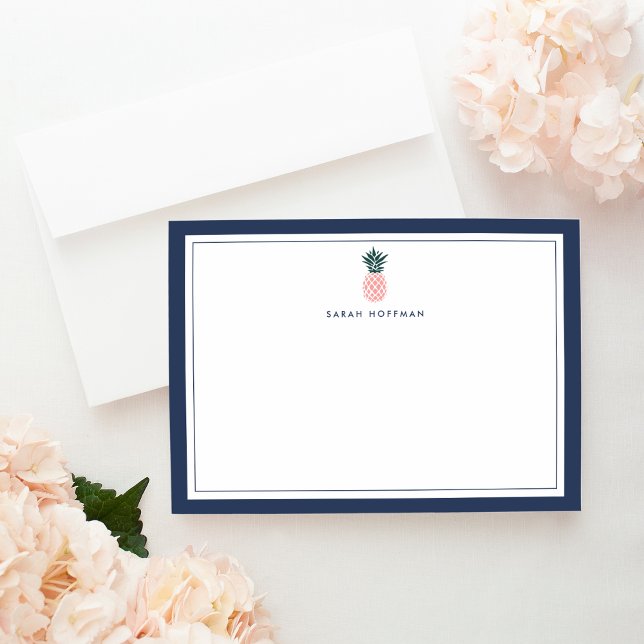 Pink Pineapple | Personalised Stationery Flat Card (Creator Uploaded)