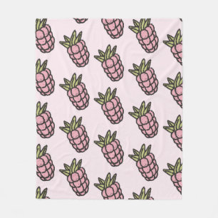 Pink Pineapple Tropical Fruit Botanical Summer Fleece Blanket