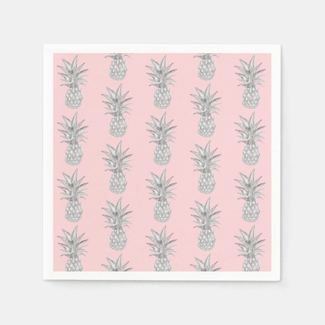 Pink Pineapple Tropical Pattern  Napkin (Front)