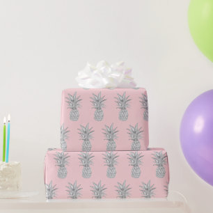 Pink Pineapple Tropical Pattern Wrapping Paper