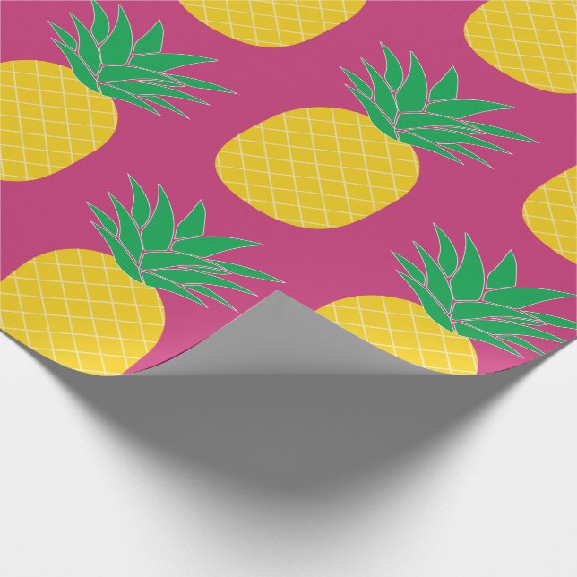 Pink Pineapple Tropical Wrapping Paper (Corner)
