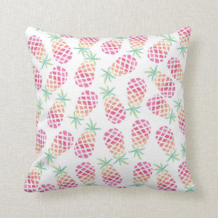 Pink Pineapple watercolor patterned pillow