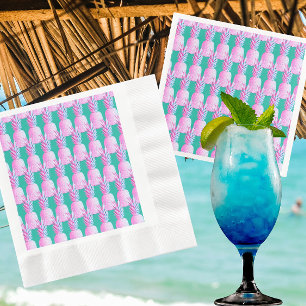 Pink Pineapples Caribbean Blue   Napkin