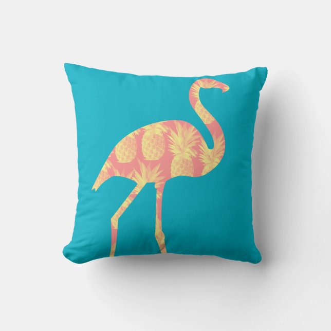 Pink Pineapples Flamingo Custom Throw Pillow (Front)