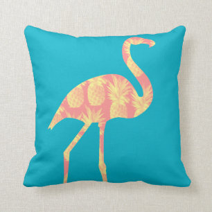 Pink Pineapples Flamingo Custom Throw Pillow