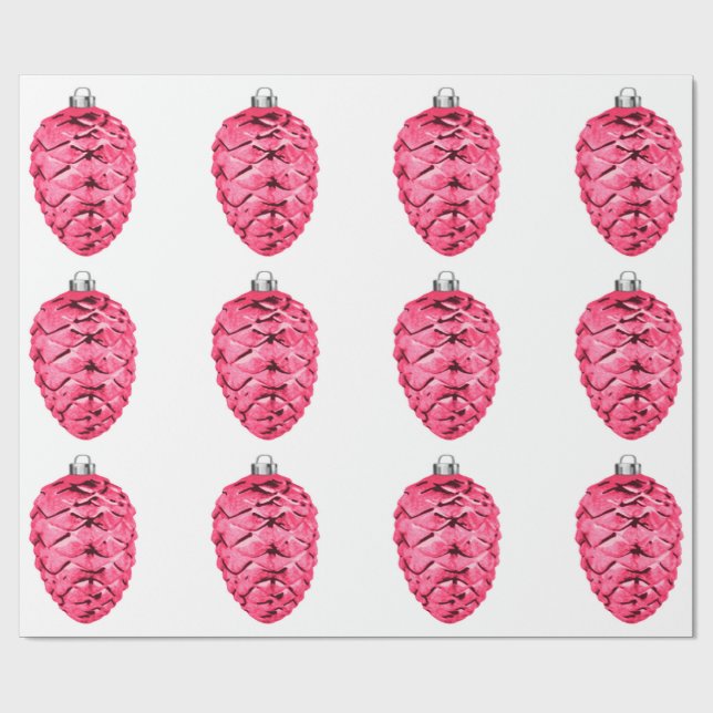 Pink Pinecones Wrapping Paper (Flat)