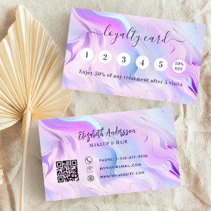 Pink pink holograpic qr code loyalty card