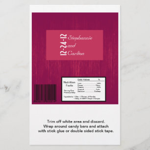Pink/Pink Wood Grain Wedding Candy Wrapper