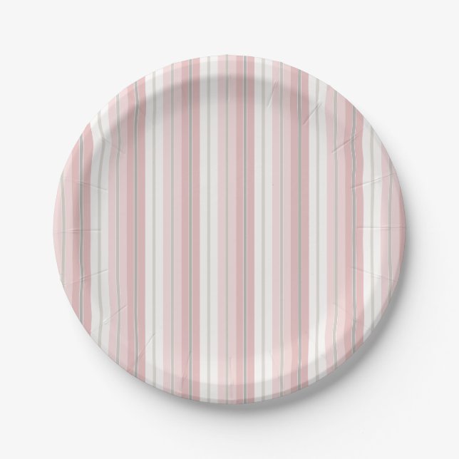 Pink Pinstripes Paper Plate (Front)