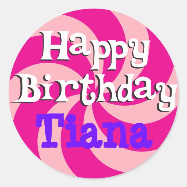 Pink Pinwheel Girly Birthday Badge Classic Round Sticker (Front)