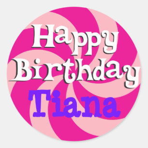 Pink Pinwheel Girly Birthday Badge Classic Round Sticker