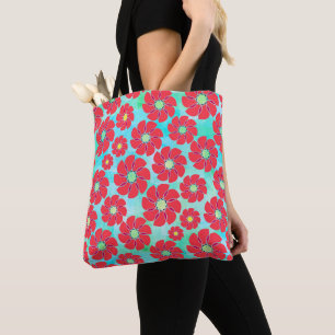 Pink Pinwheel Posies Pink Floral Tote Bag