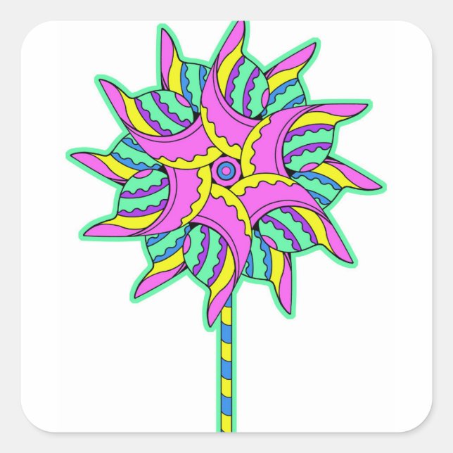 Pink Pinwheel Square Sticker (Front)
