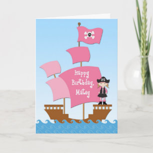 Pink Pirate Birthday Card