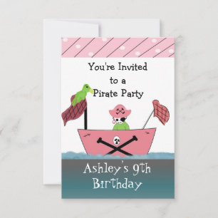 Pink Pirate Birthday Invitation