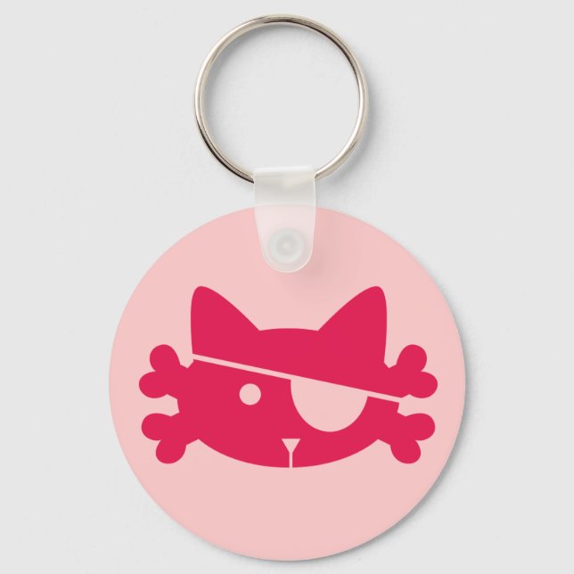 Pink Pirate Cat - Keychain (Front)