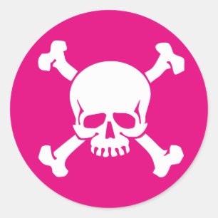 Pink Pirate Classic Round Sticker