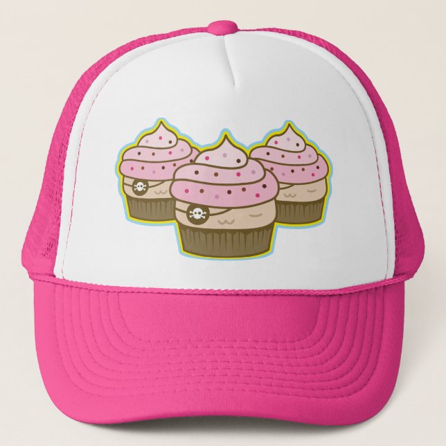 pink pirate cupcakes trucker hat (Front)