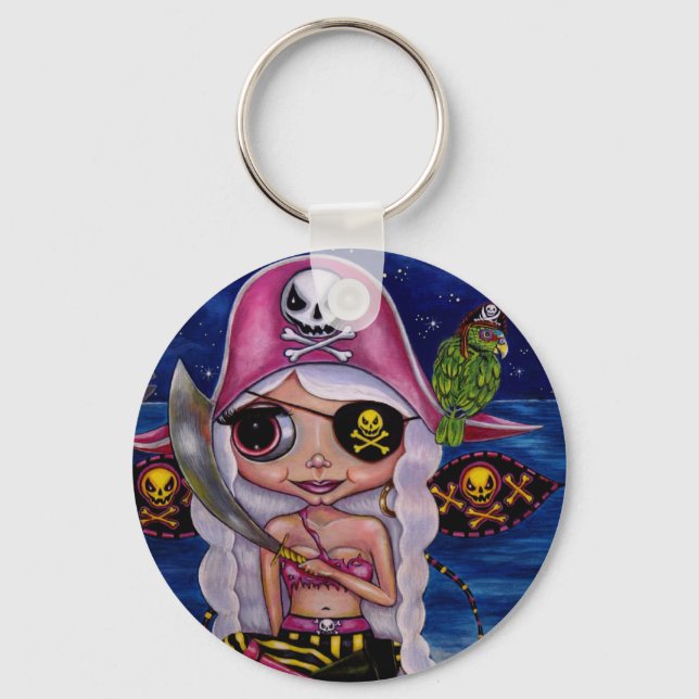 Pink Pirate Fairy Key Ring (Front)