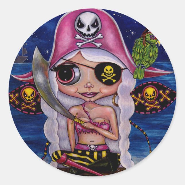 Pink Pirate Fairy Sticker (Front)