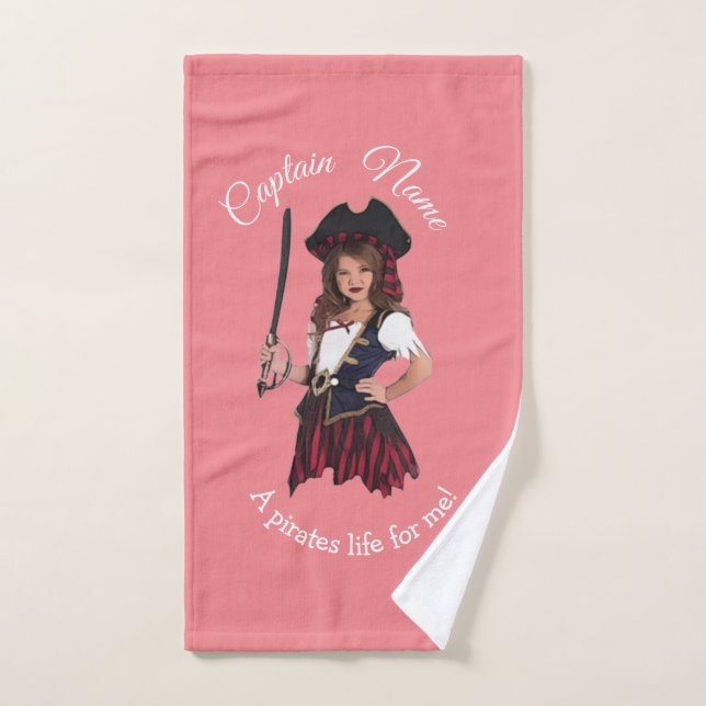 Pink Pirate Girl Bath Towel Set (Hand Towel)