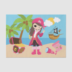 Pink Pirate Girl Birthday Party Tissue Paper