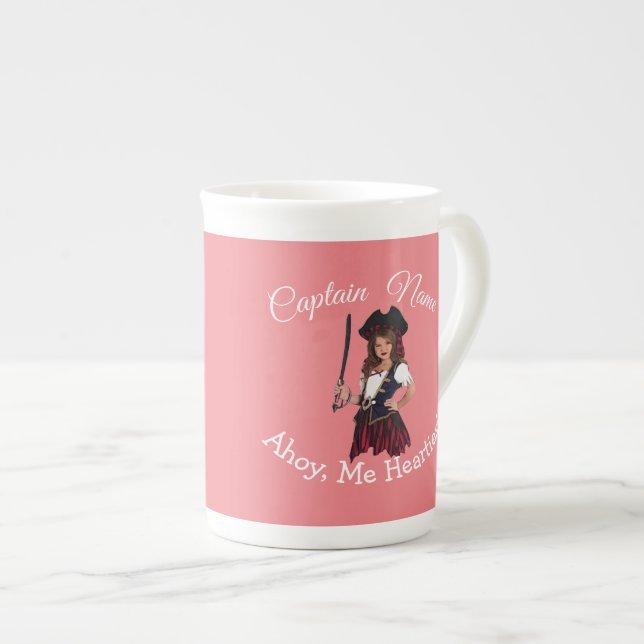 Pink Pirate Girl  Bone China Mug (Front Right)
