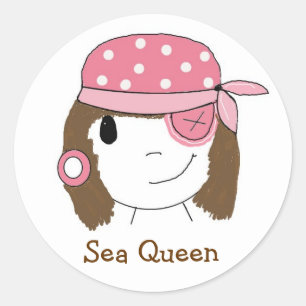 Pink Pirate Girl Classic Round Sticker