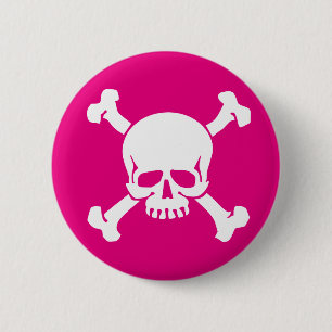 Pink Pirate, Skull and Crossbones 6 Cm Round Badge