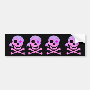 Pink Pirate Skull Bumpersticker Bumper Sticker