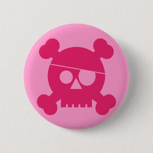 Pink Pirate Skull - Button