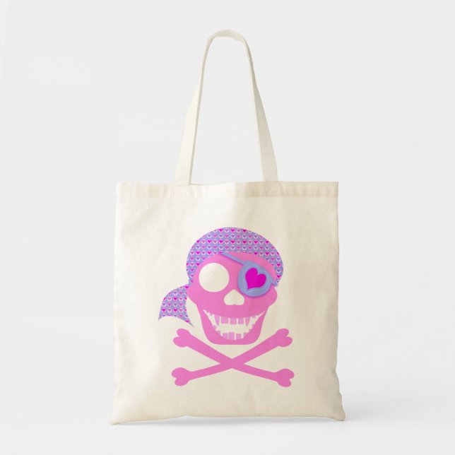 Pink Pirate Skull Canvas Bags (Front)