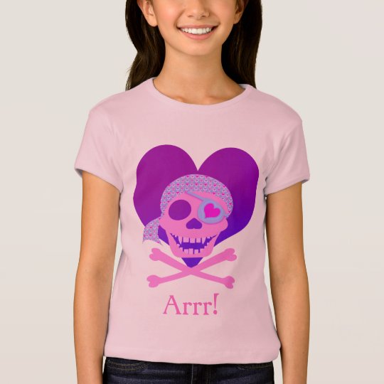 Pink Pirate Skull Heart Kids' Shirts