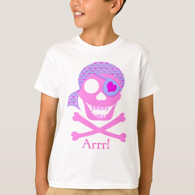 Pink Pirate Skull Kids' Shirts (Front)