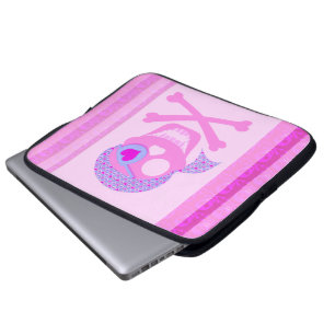 Pink Pirate Skull Laptop Sleeve