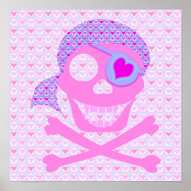 Pink Pirate Skull Poster (Front)