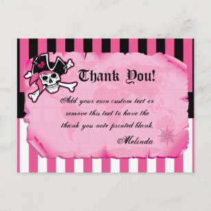 Pink Pirate Thank You Cards