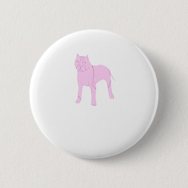 Pink Pit Bull 6 Cm Round Badge (Front)