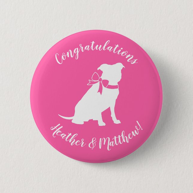 Pink Pit Bull Dog Baby Shower 6 Cm Round Badge (Front)