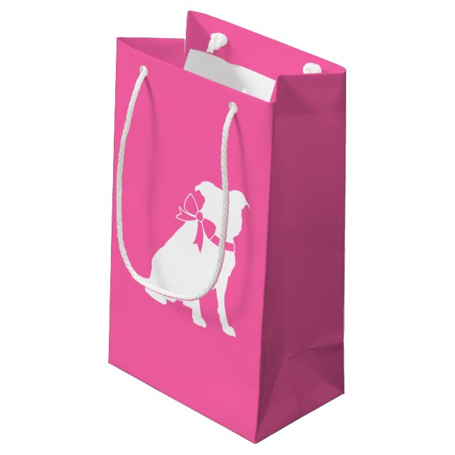 Pink Pit Bull Dog Baby Shower Small Gift Bag (Back Angled)