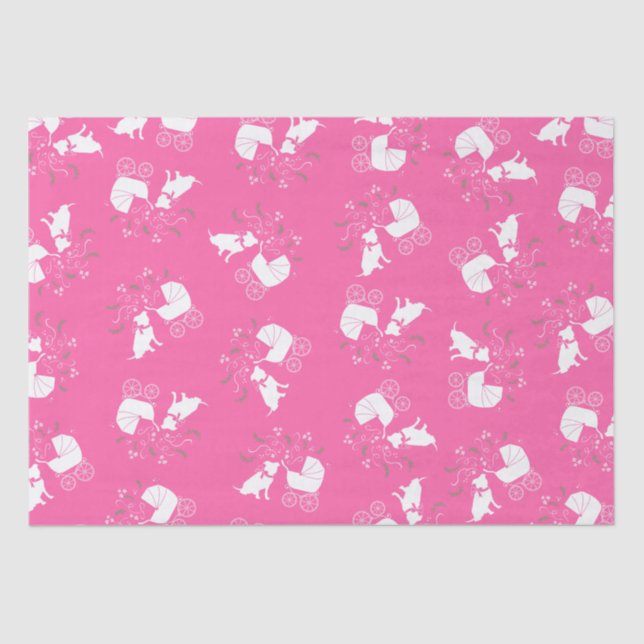Pink Pit Bull Dog Baby Shower Tissue Paper (Front)