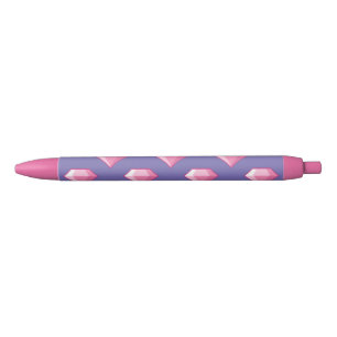 Pink Pixel Diamond Black Ink Pen