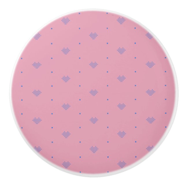 Pink Pixel Hearts Drawer and Dresser  Ceramic Knob (Front)