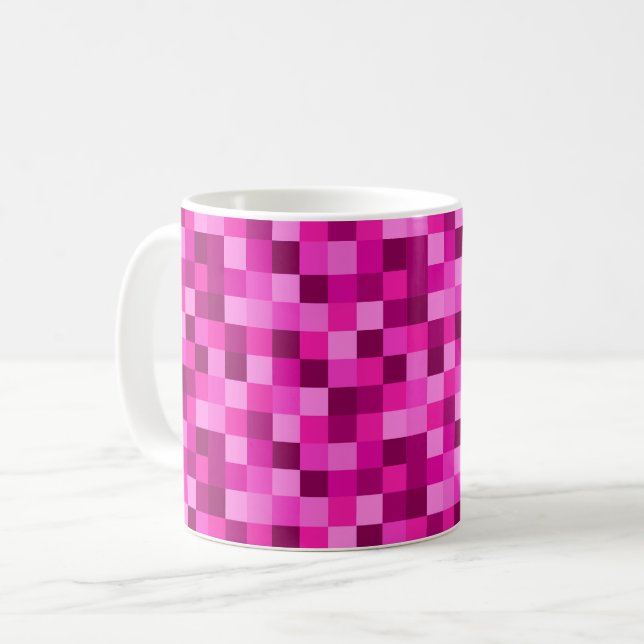 Pink Pixels Printed Coffee Mug Cup (Front Left)
