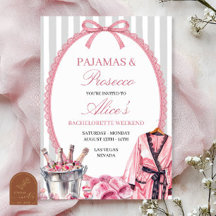 Pink Pjs and prosecco bachelorette itinerary Invitation